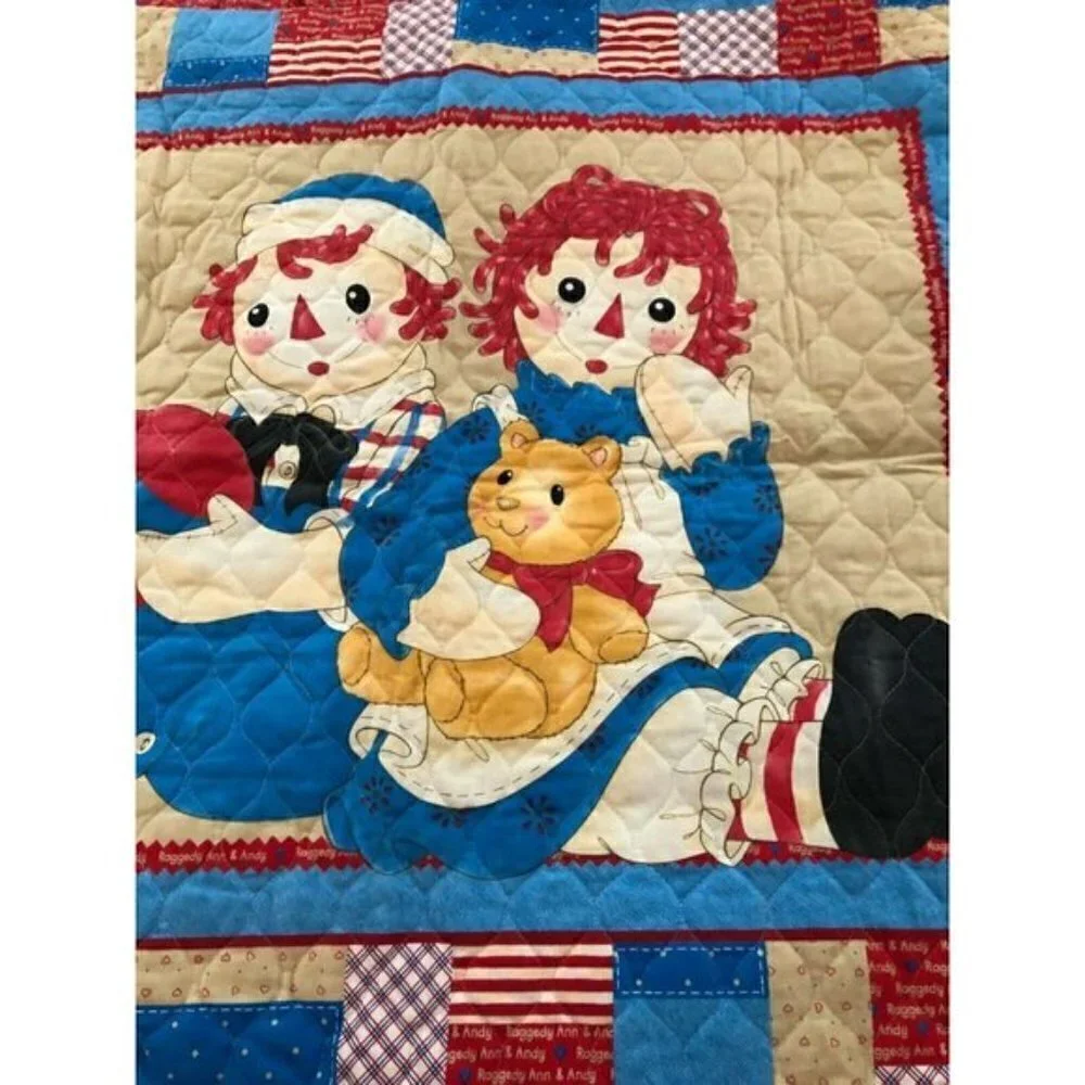 Handmade Raggedy Ann and Andy Wall Baby Blanket Hanging Art Sz 33